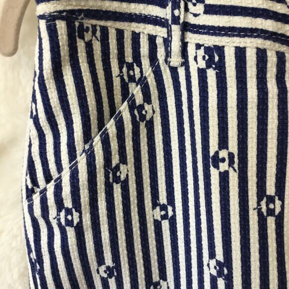 Anthropologie Blue & White Slim Trousers with Embroidery - Picture 7 of 16